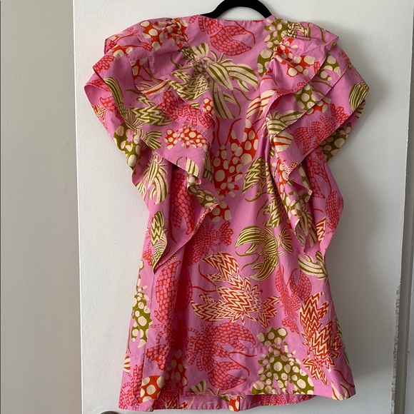 Anthropologie Farm Rio Mixed Lobsters Pink Ruffle Sleeve Mini Dress S - Picture 11 of 14